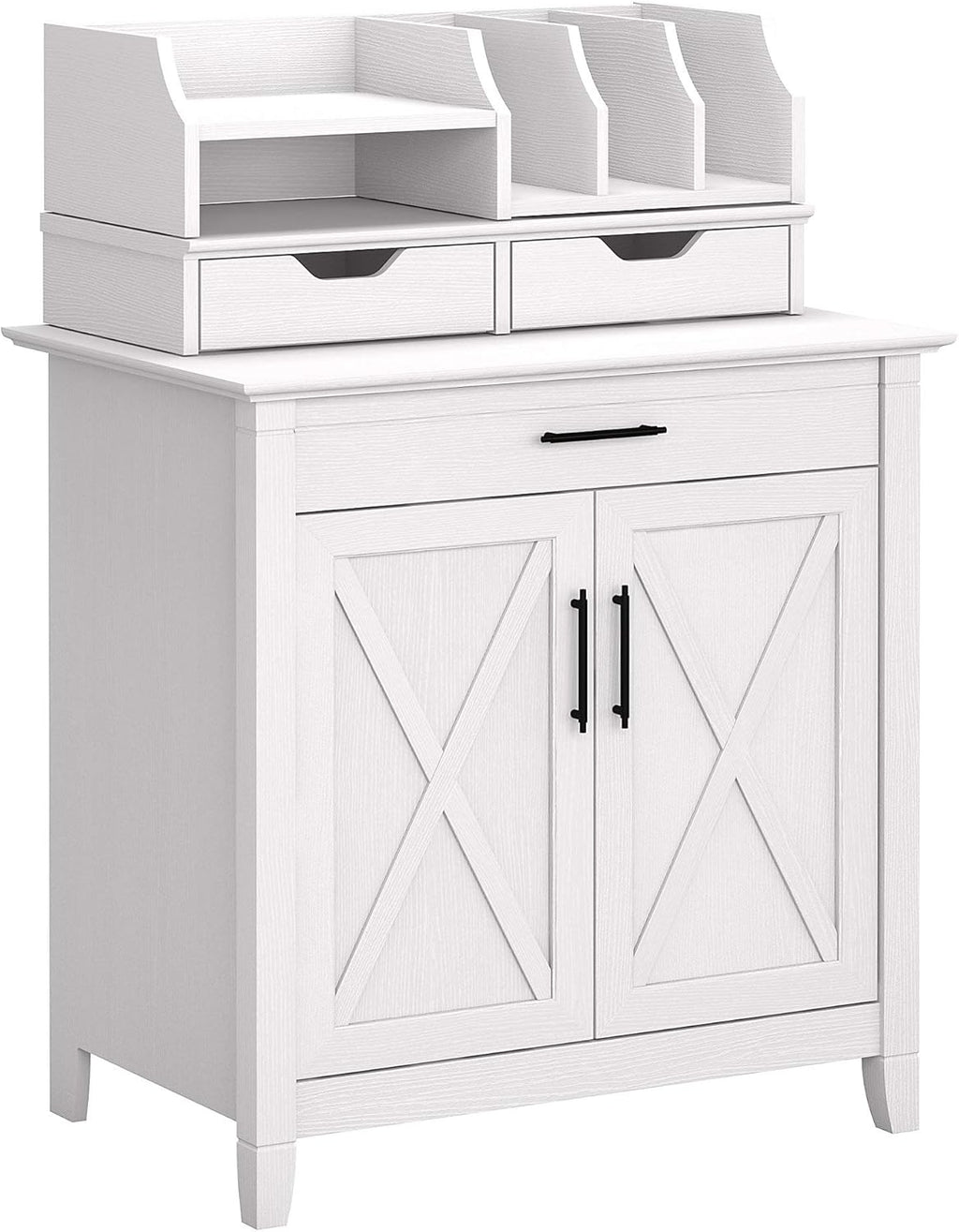 Washed Gray Secretary Desk with 5 Shelf Bookcase Z66049
