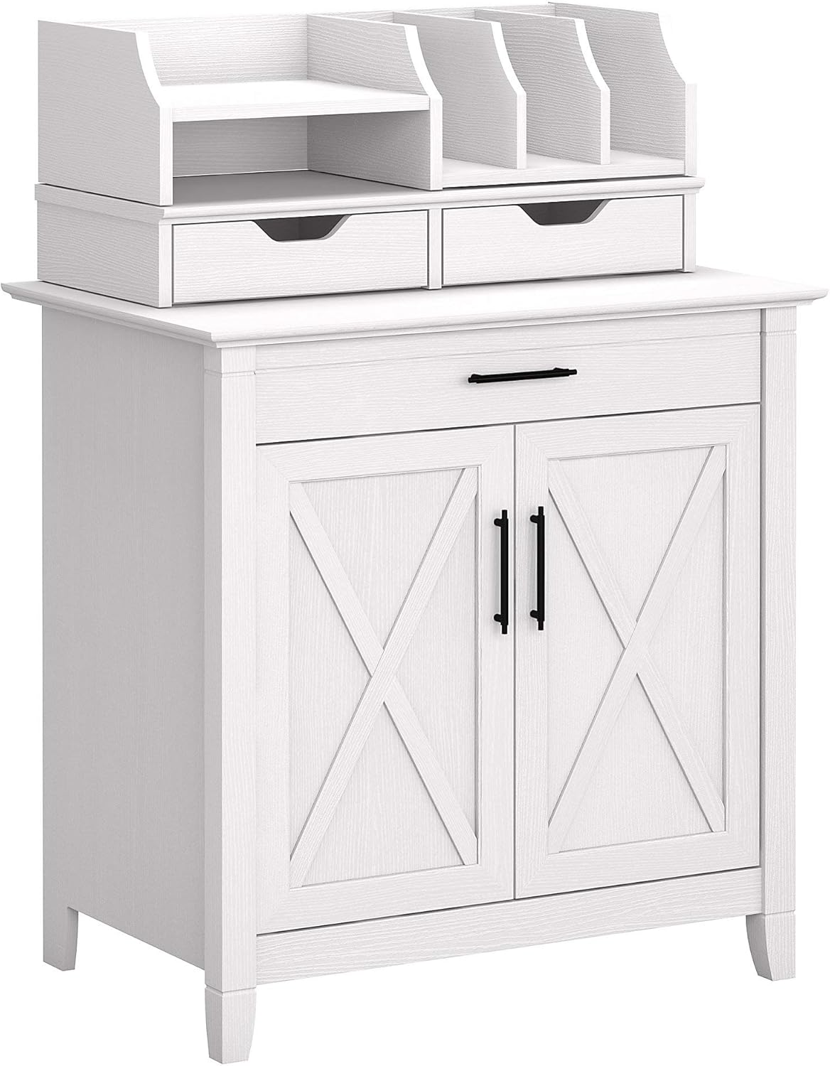 Washed Gray Secretary Desk with 5 Shelf Bookcase Z66049