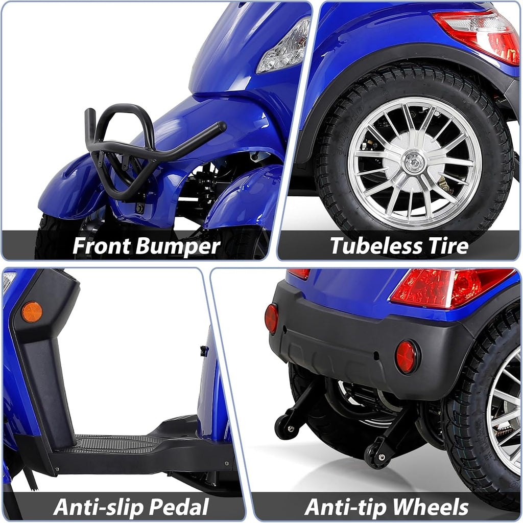 Blue 4-Wheel All Terrain Electric Mobility Scooter Z976835