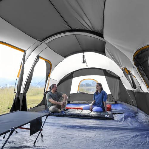12-Person 3 Room Waterproof Windproof Family Tent with Carry Bag M836