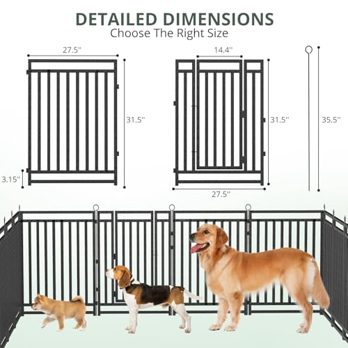 40" Height 16 Panels Metal Dog Playpen Black-Silver J10519