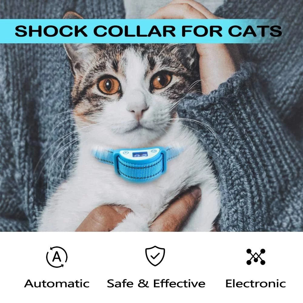 Cat Shock Collar with Sound Vibrate and Shock 3 Working Modes Waterproof Rechargeable Q5108
