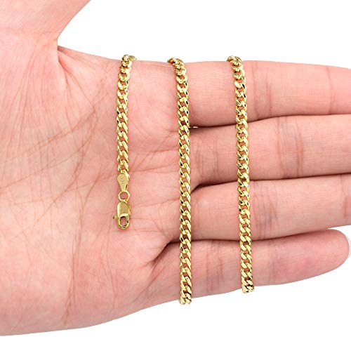 14k Yellow Gold Miami Cuban Link Chain Pendant Necklace L5544