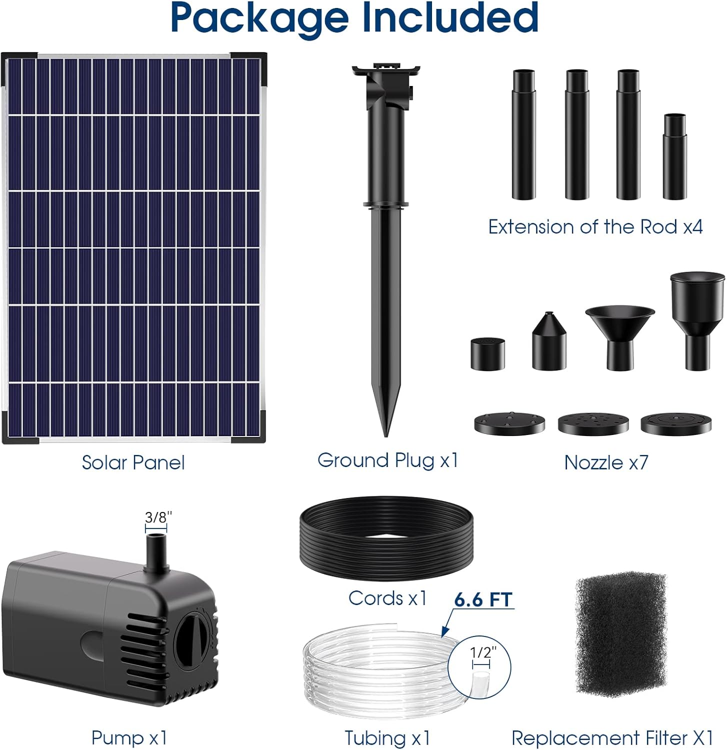 12 Watt Solar Fountain Pump Kit with PVC Tubing S6458