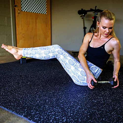 0.56'' Thick 24 Pcs 96 Sq Ft Rubber Top Exercise Equipment Mats, Black V52987
