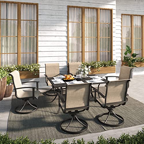 7-Piece Patio Dining Set with Swivel Chairs and Rectangular Dining Table R9091