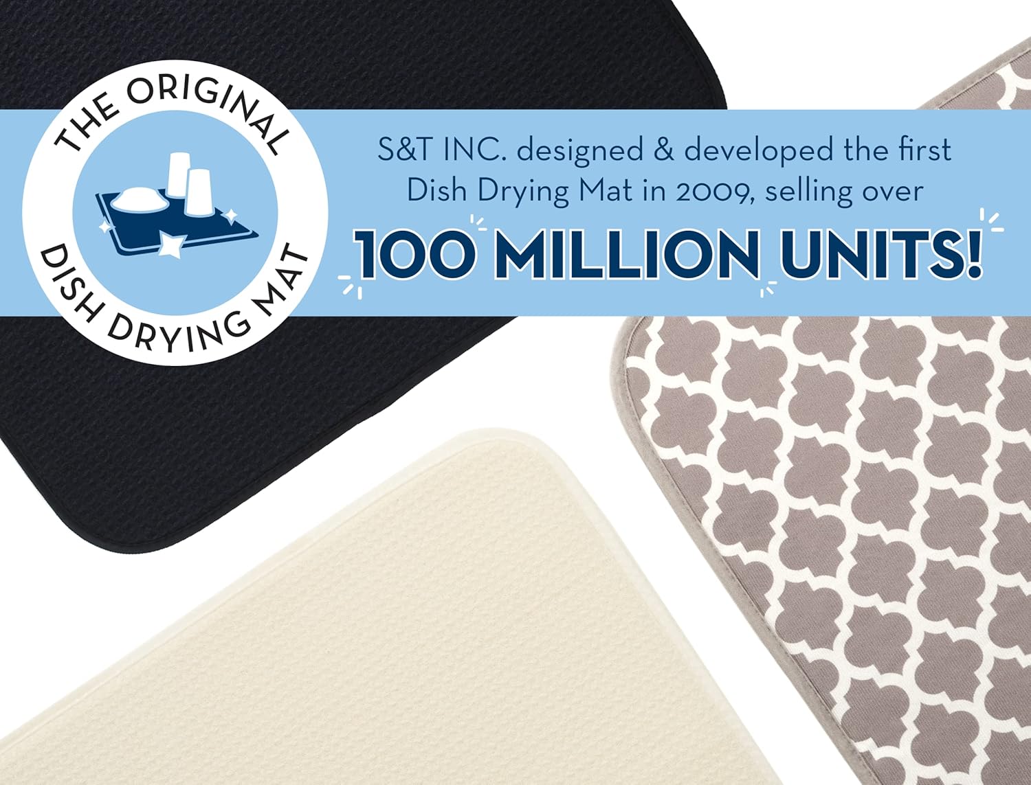 16 Inch x 18 Inch Absorbent Reversible Microfiber Dish Mat U511453