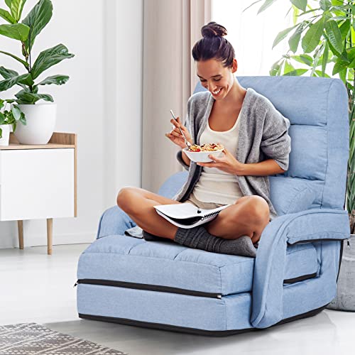 Grey Folding Chaise Lounge Sofa with Adjustable Backrest N54742