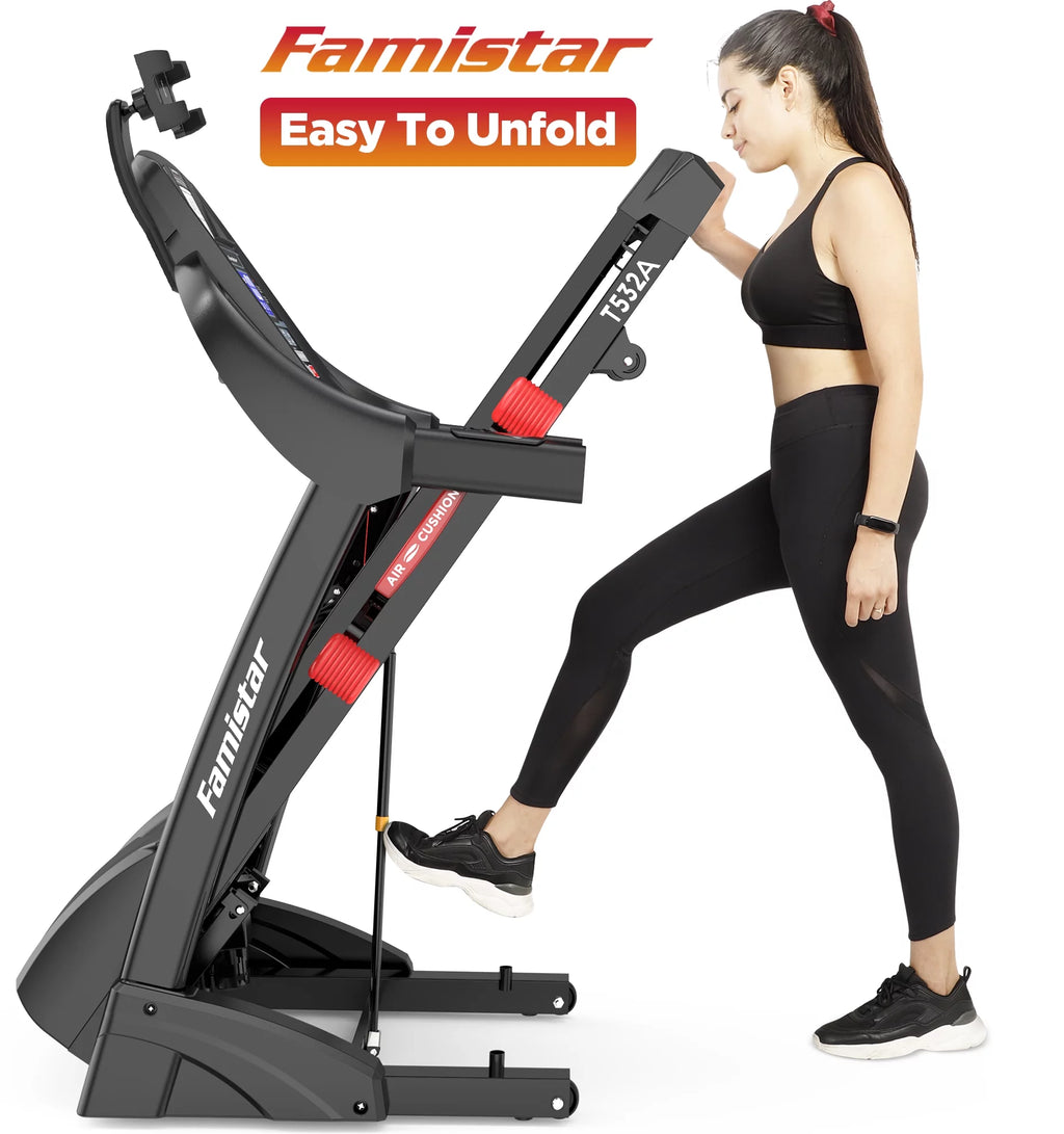 Portable Folding Treadmill 300 LB Capacity 15-Level Auto Incline W12665