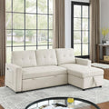 Light Gray Chenille Reversible Sleeper Sectional Sofa with Storage Chaise X115