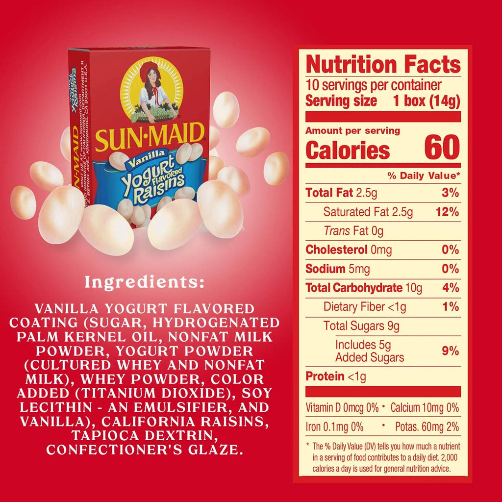 Vanilla Yogurt Covered Raisins .5 Oz, 10 Ct (Pack Of 2) G6799