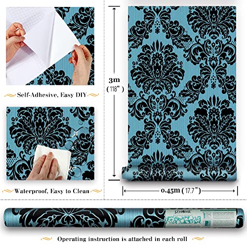 Damask Peel and Stick Wallpaper 17.7" x 32.8ft Vinyl Roll B284