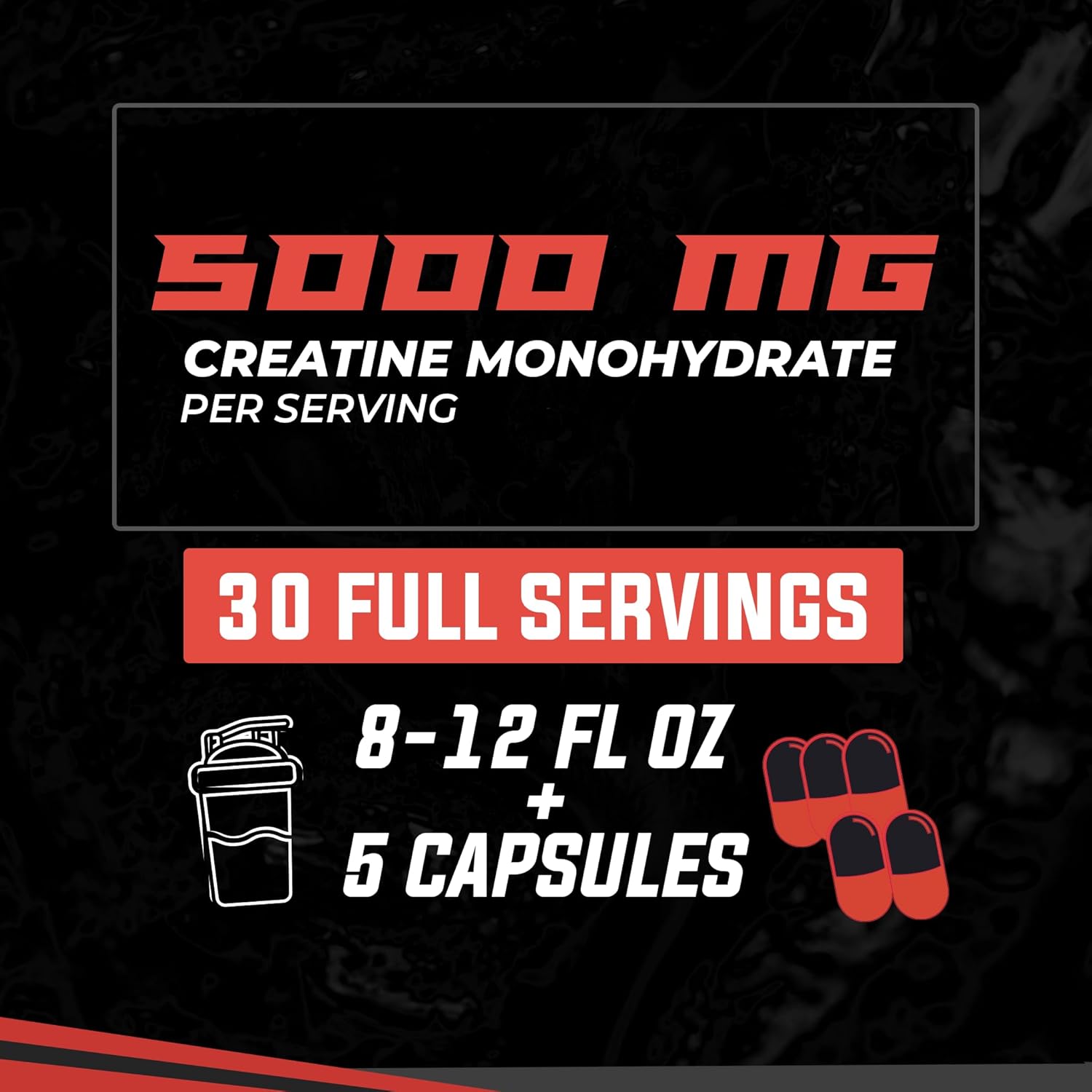 Creatine Monohydrate Pills, 5g Per Serving, 30 Servings R9525
