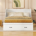 White Full Size Wood Murphy Bed with Storage Drawer C562314