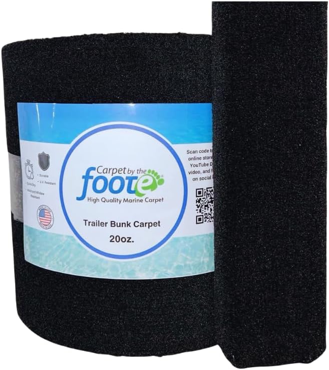 20oz Black Boat Trailer Bunk Carpet R1337
