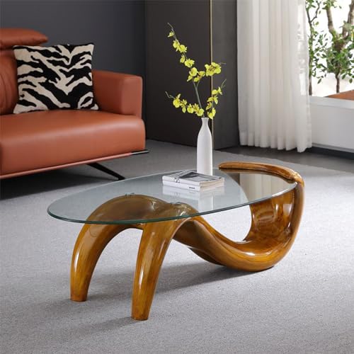 Oval Glass Coffee Table (Orange) C44865