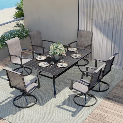 7-Piece Patio Dining Set with Swivel Chairs and Rectangular Dining Table R9091