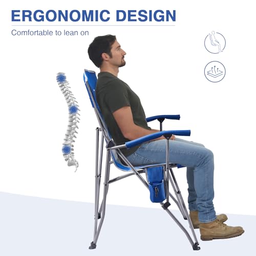 Folding Camping Chair with Padded Hard Armrest Carry Bag Cup Holder F97537