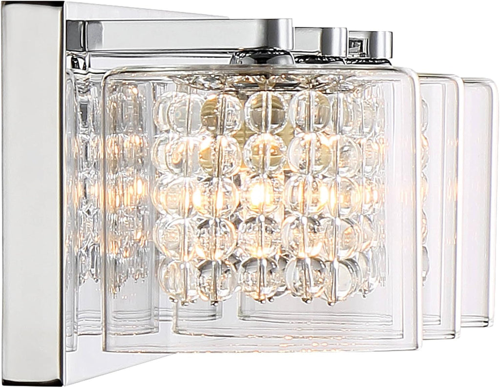 Chrome Silver Metal 3-Light Wall Mount Fixture with Clear Glass Shade G80758