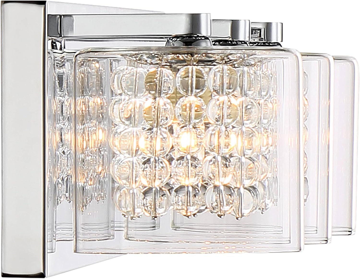Chrome Silver Metal 3-Light Wall Mount Fixture with Clear Glass Shade G80758