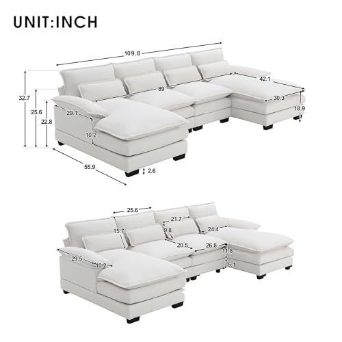 Gray Velvet U Shape Sectional Sofa with 4 Waist Pillows X431162