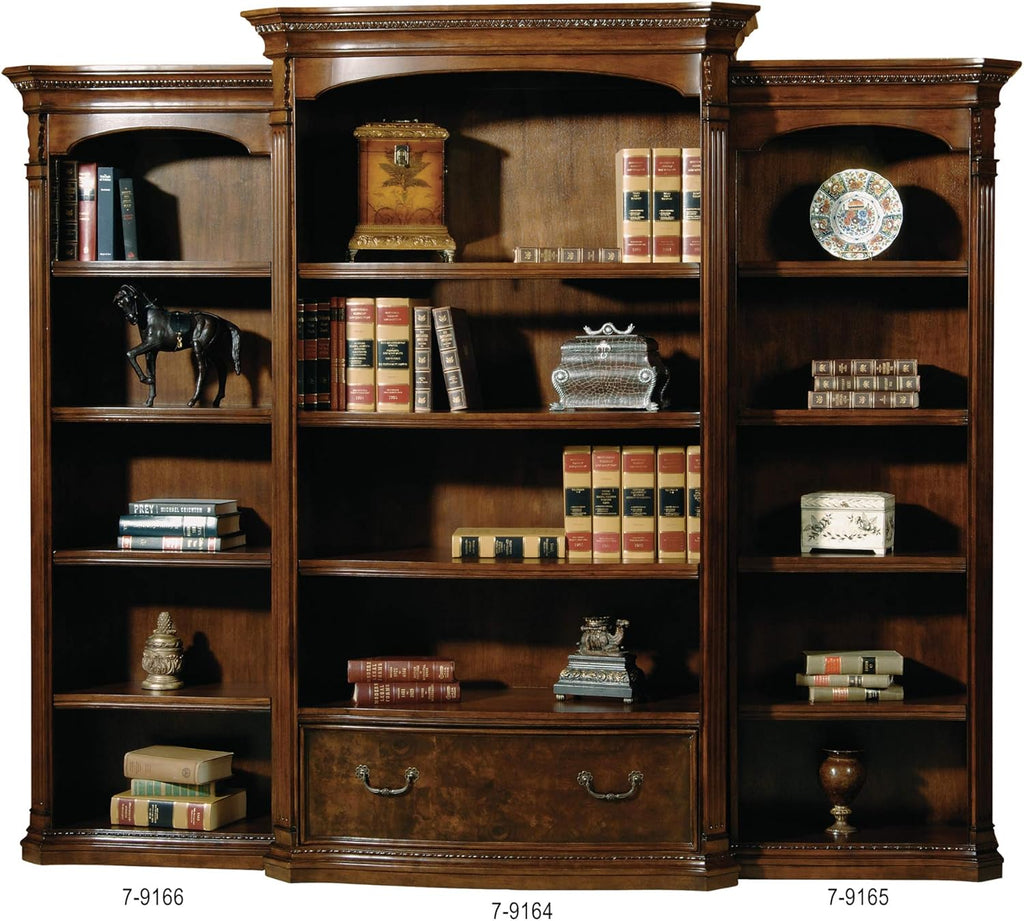 Old World Walnut Right Pier Bookshelf with 5 Storage Shelves M9920