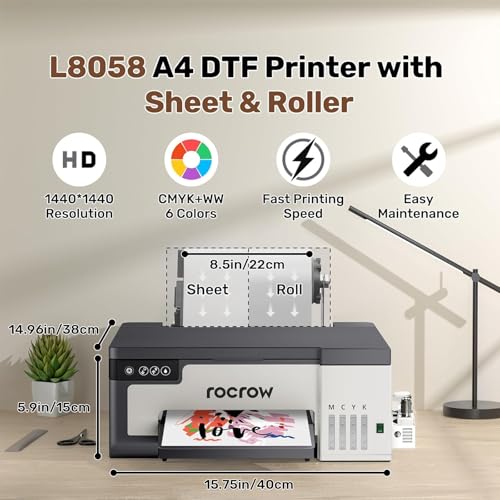 DTF Printer with White Ink Mixing and Roll Feeder, Automatic Cleaning, Includes Oven, Heat Press, Ink, Film X149