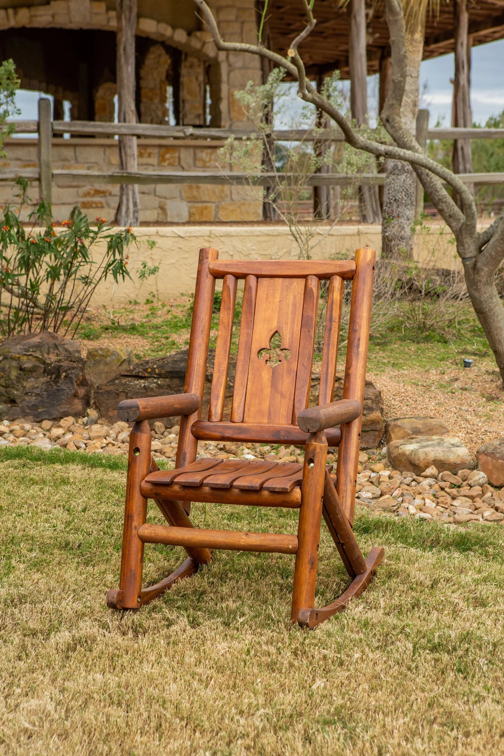 Brown Wood Outdoor Patio Rocking Chair I4151