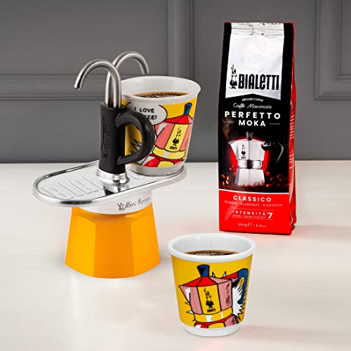 Yellow Aluminium Moka Set includes Coffee Maker 2-Cup (2.8 Oz) + 2 shot glasses H102006