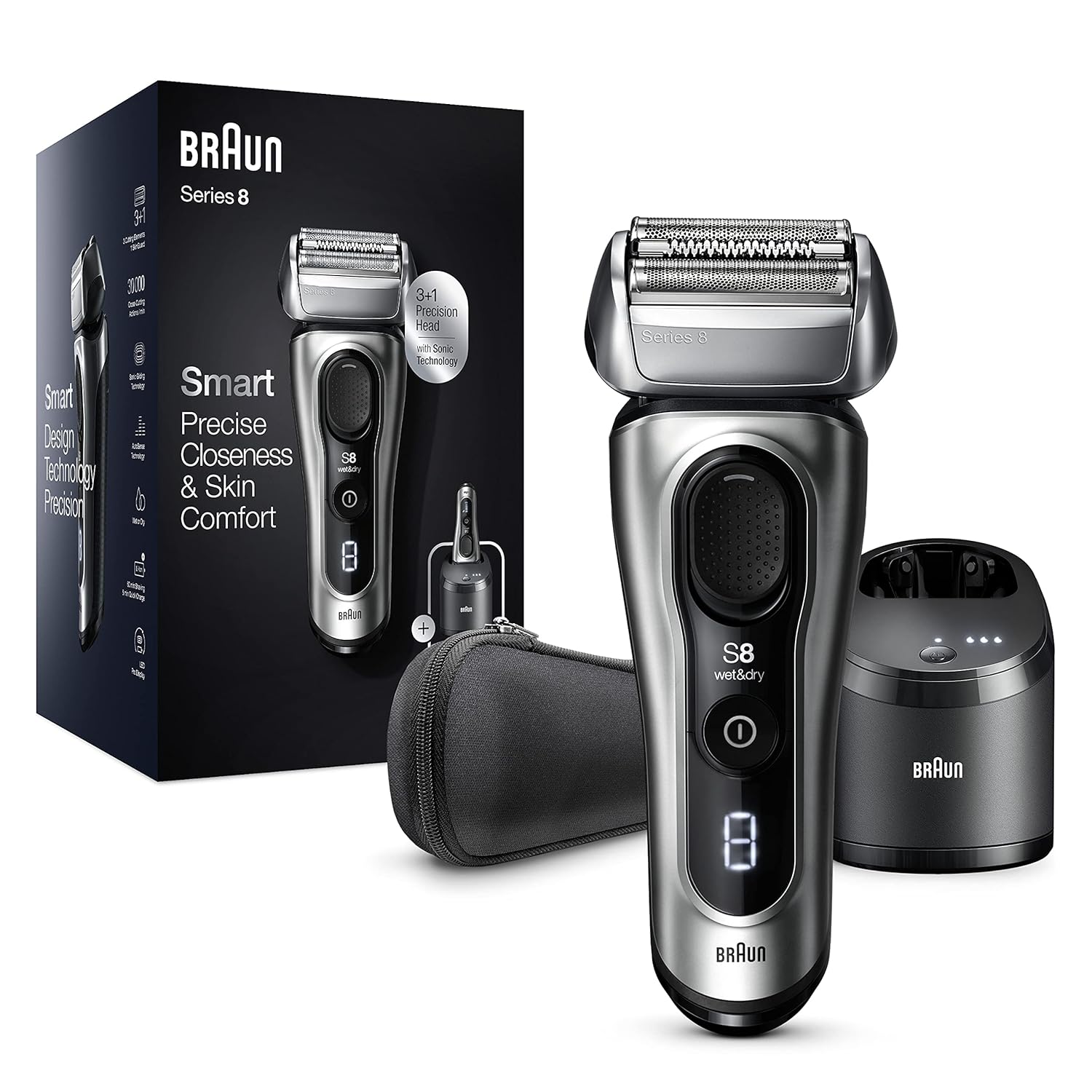 Series 7 Electric Shaver with Precision Trimmer, Foil Shaver, Clean & Charge Station and Travel Case B1387