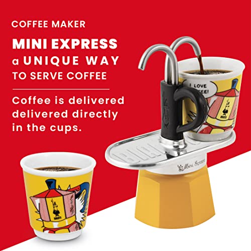 Yellow Aluminium Moka Set includes Coffee Maker 2-Cup (2.8 Oz) + 2 shot glasses H102006