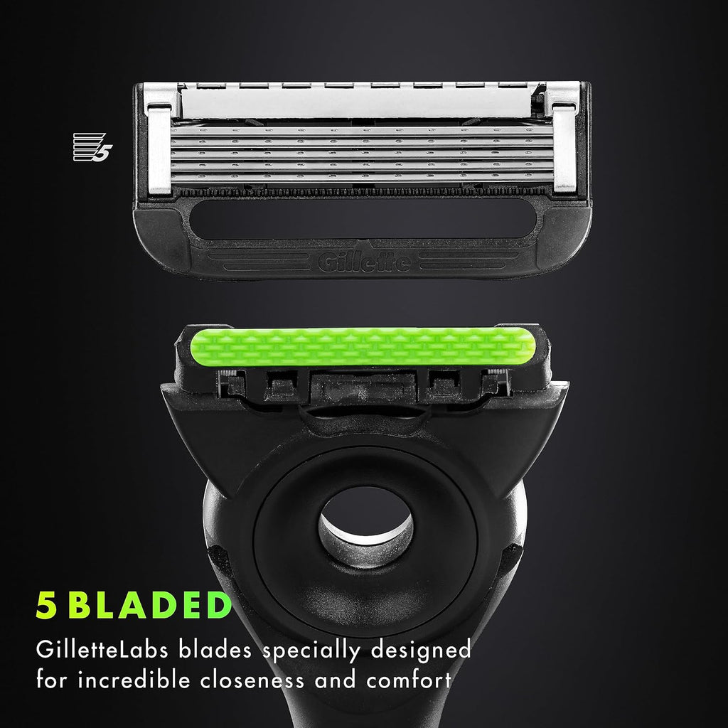 Razors with Exfoliating Bar, Shaving Kit, Includes 1 Handle, 4 Razor Blade Refills, 1 Premium Magnetic Stand A215543