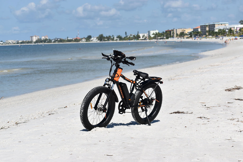 26" 750W Electric Bike Fat Tire 48V 13AH Removable Lithium Battery with Detachable Rear Rack (Black) Y340