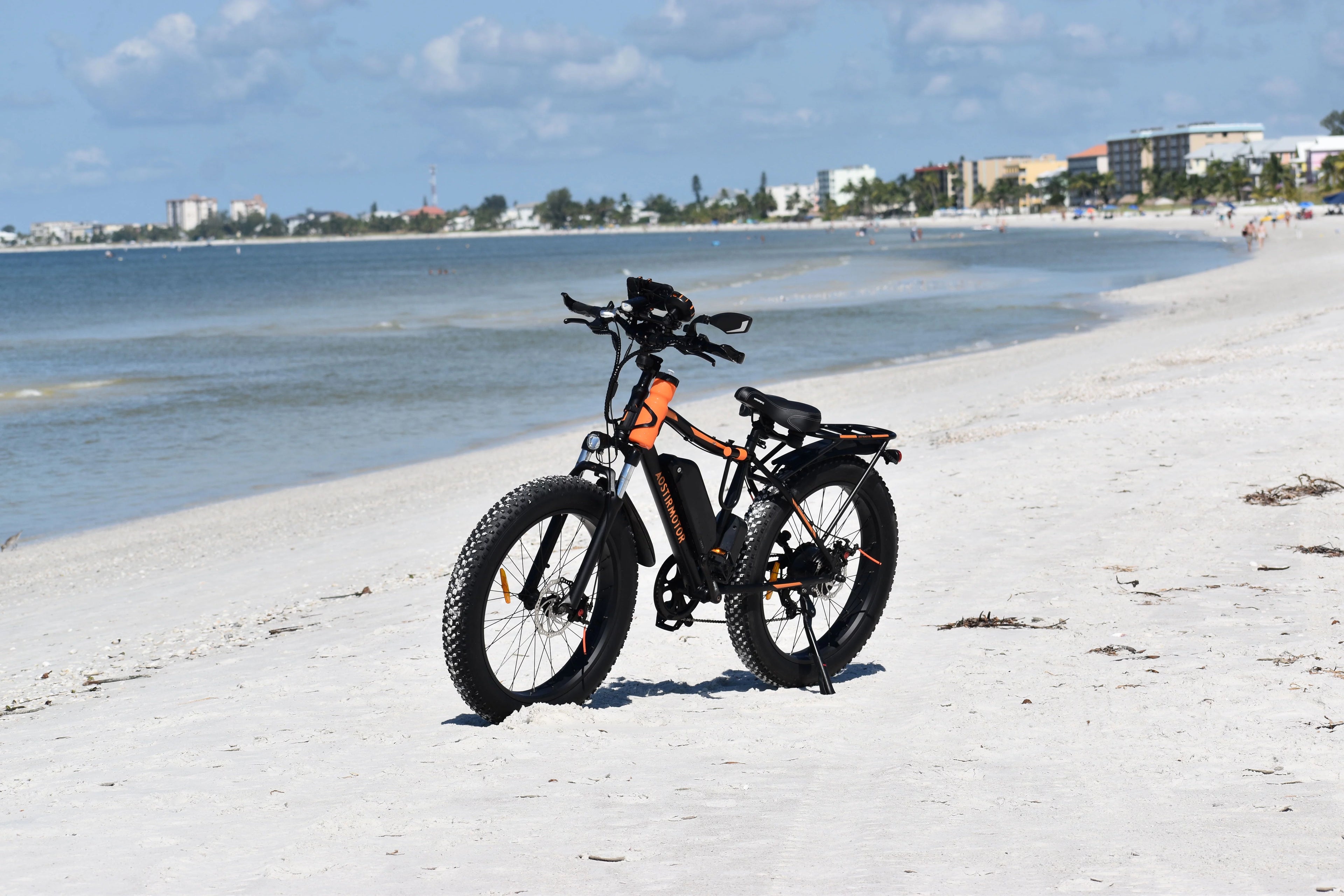 26" 750W Electric Bike Fat Tire 48V 13AH Removable Lithium Battery with Detachable Rear Rack (Black) Y340