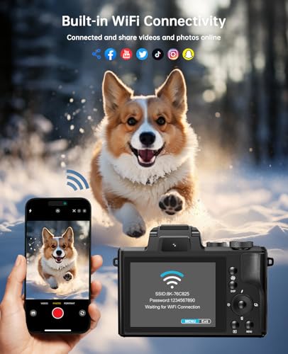 88MP WiFi Digital Camera with Dual-Lens, 16X Digital Zoom, Touch Screen, 2 Batteries, 32GB TF Card U686