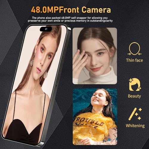 15 ProMax Smartphone, 6+256GB Unlocked, Android 13.0, 48+108MP Zoom Camera, Build-in Pen, 6800mAh, Dual SIM, 6.7" HD Screen, 5G/4G Phone (White) M3344