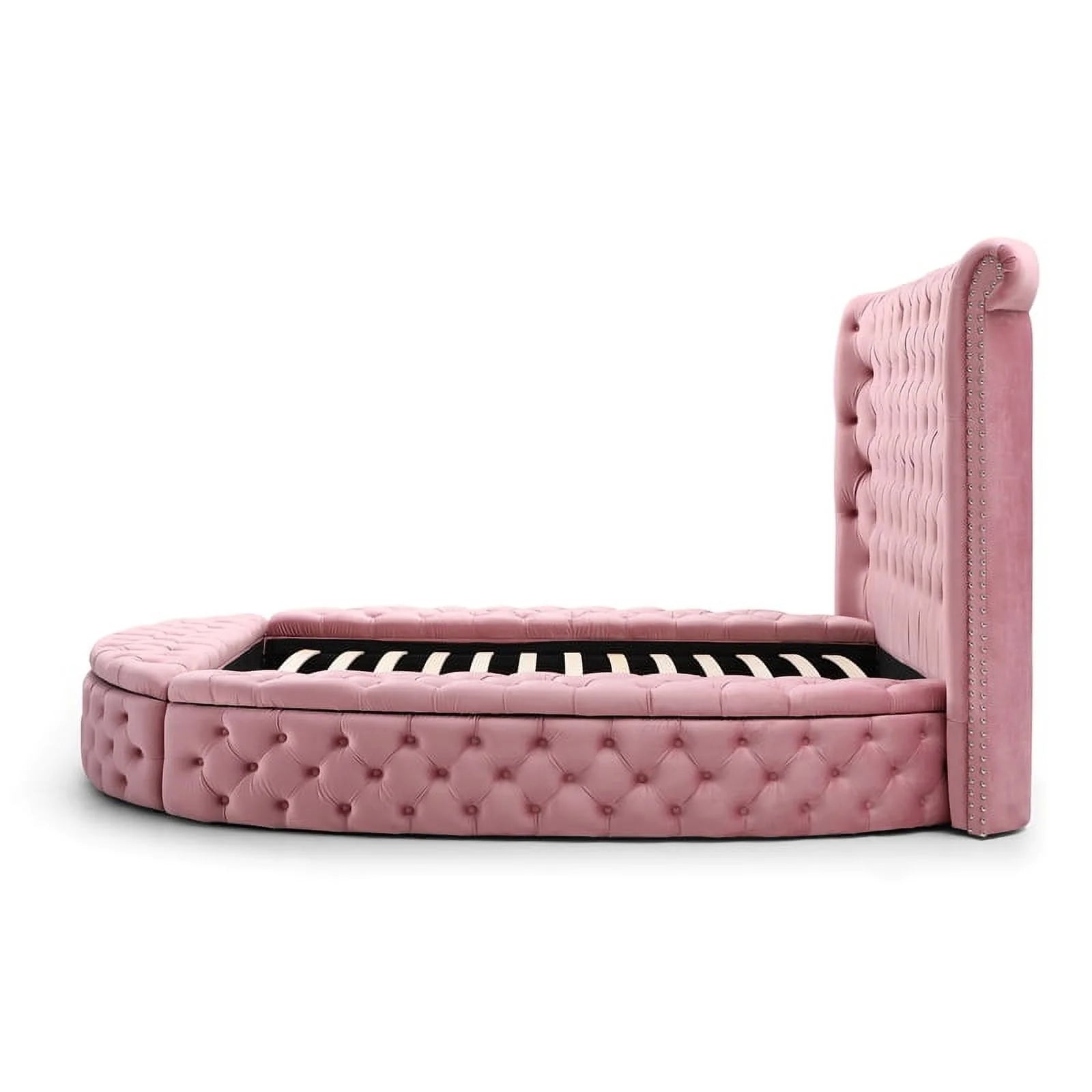 Pink Velvet Upholstered Queen Bed J6964