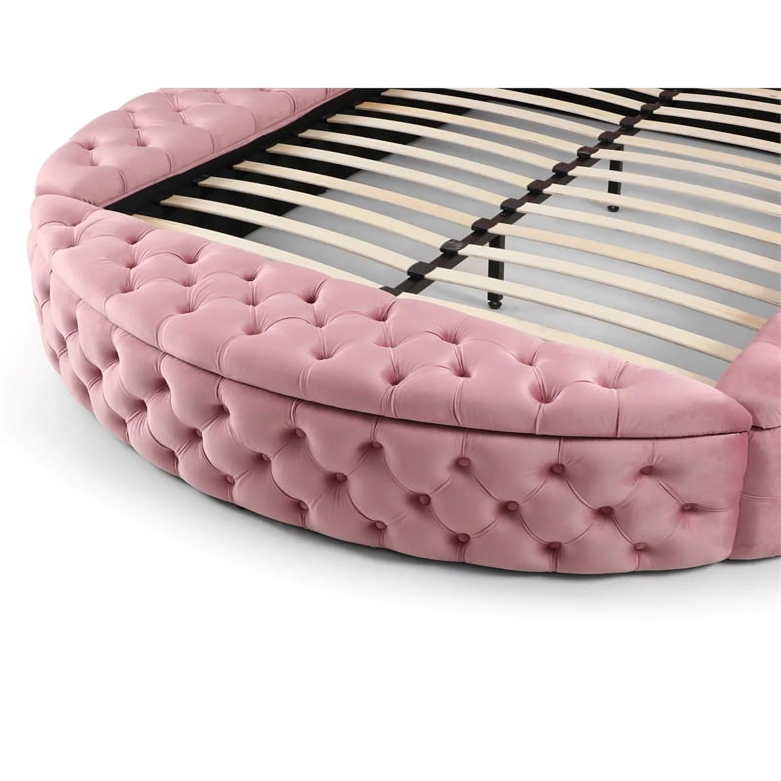 Pink Velvet Upholstered Queen Bed J6964