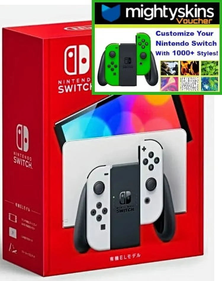 Nintendo Switch OLED White Joy-Con Console & Controller Skin Voucher Bundle I72678