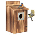 2 Pack Carbonized Wooden Bird Houses with Metal Predator Guard Y783