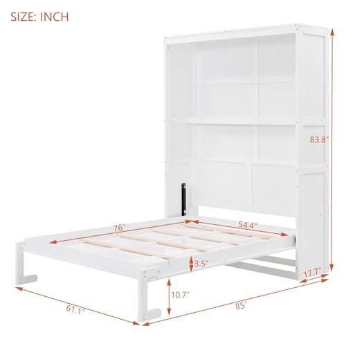 White Queen Murphy Wall Bed with Cushion C44850
