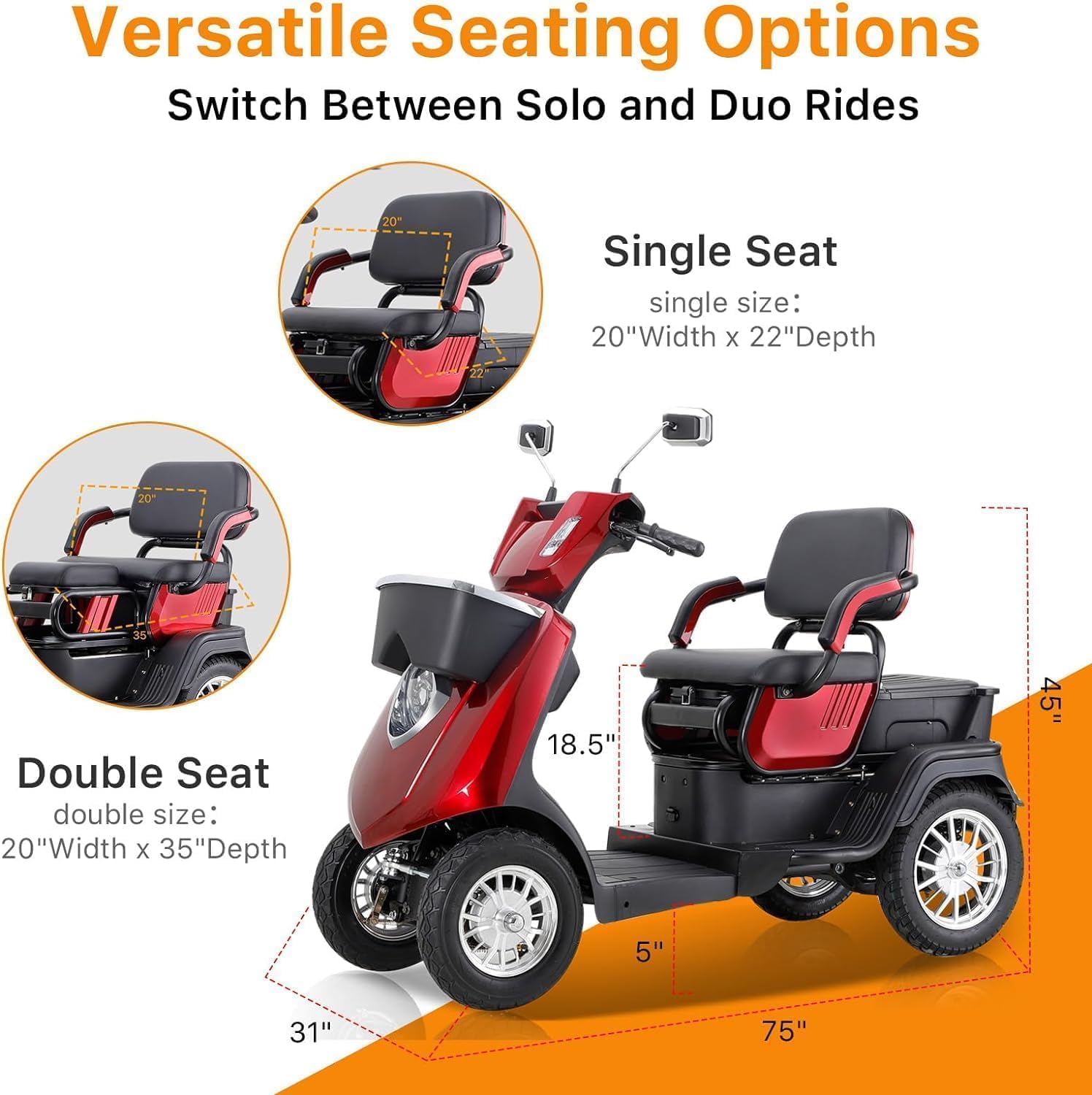 Red 2 Seater Mobility Scooter K4885