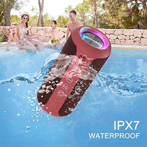 IPX7 Waterproof Bluetooth Speaker with LED Lights, 30H Playtime (Black) B646713