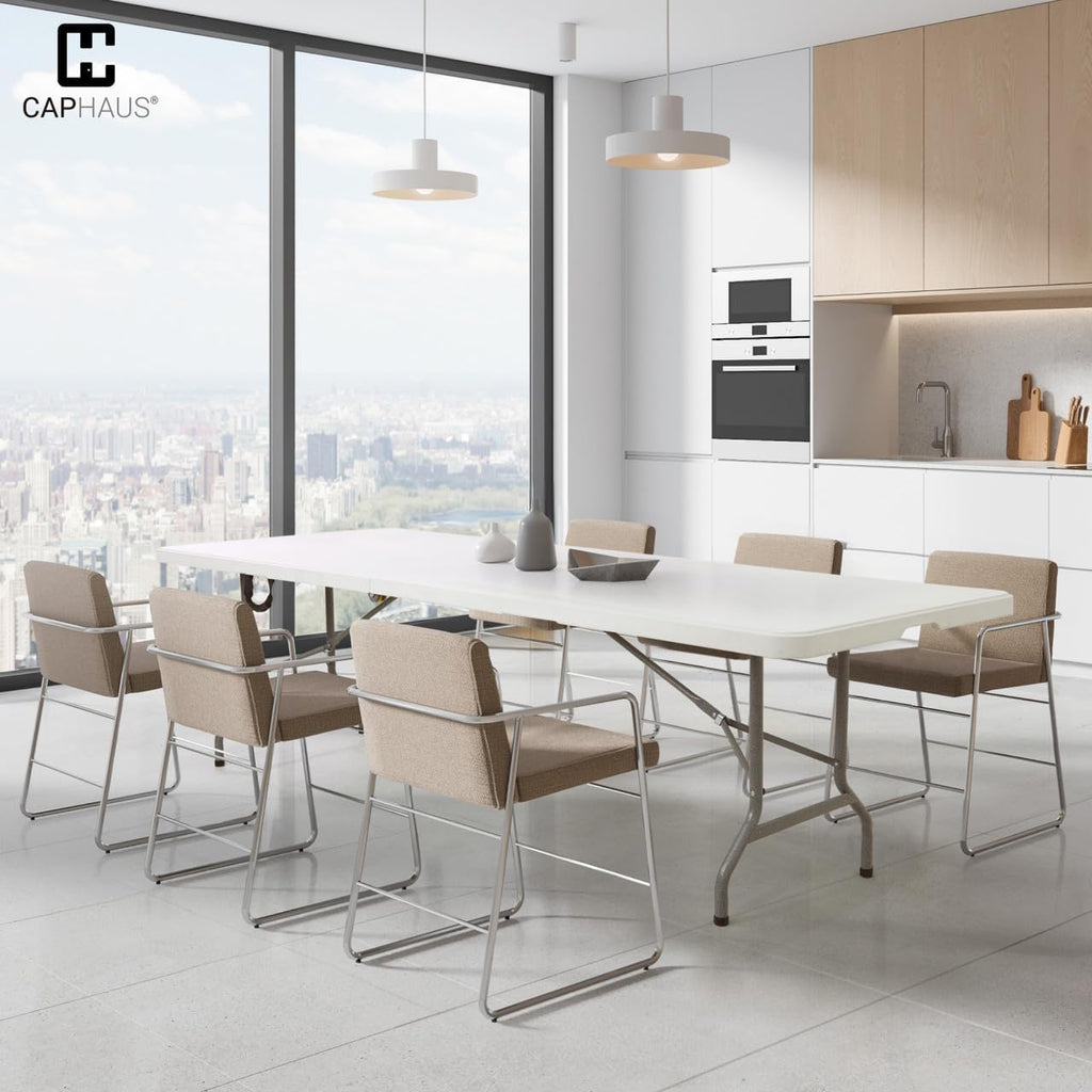 White 47.2 in Folding Table with Carrying Handle R720
