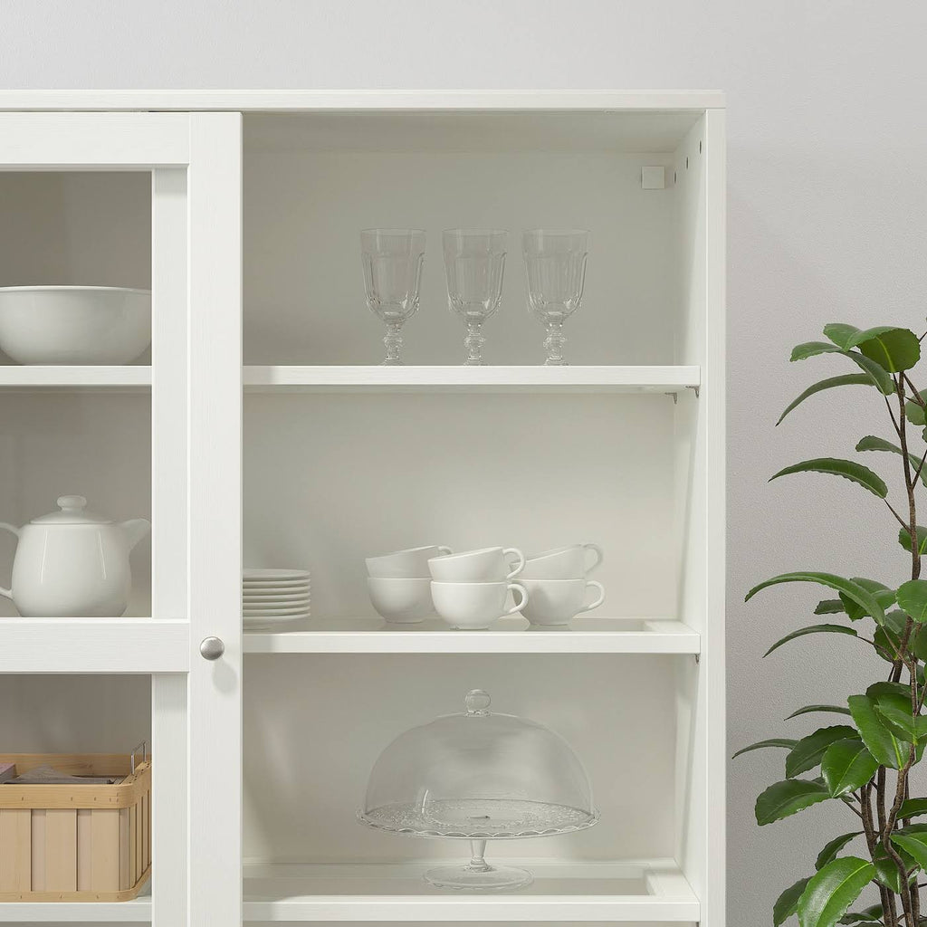 White Clear Glass Glass-Door Cabinet with Base Z6687