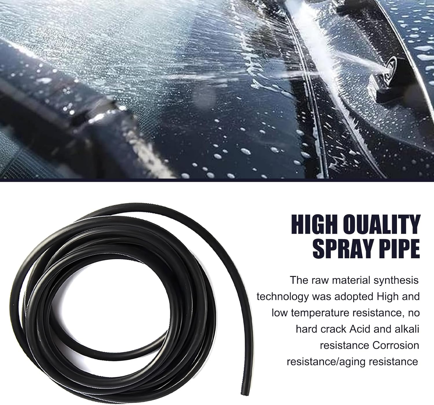 12 PCS Car Windshield Washer Hose Replacement with Hose Connectors Black D987