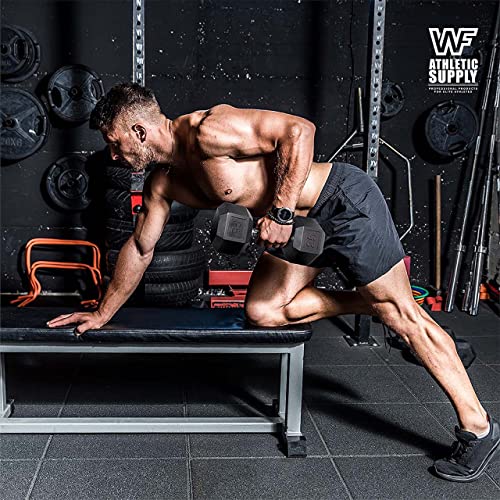 Rubber Encased Hex Dumbbells with Rubber Grip Contoured Handle L85525