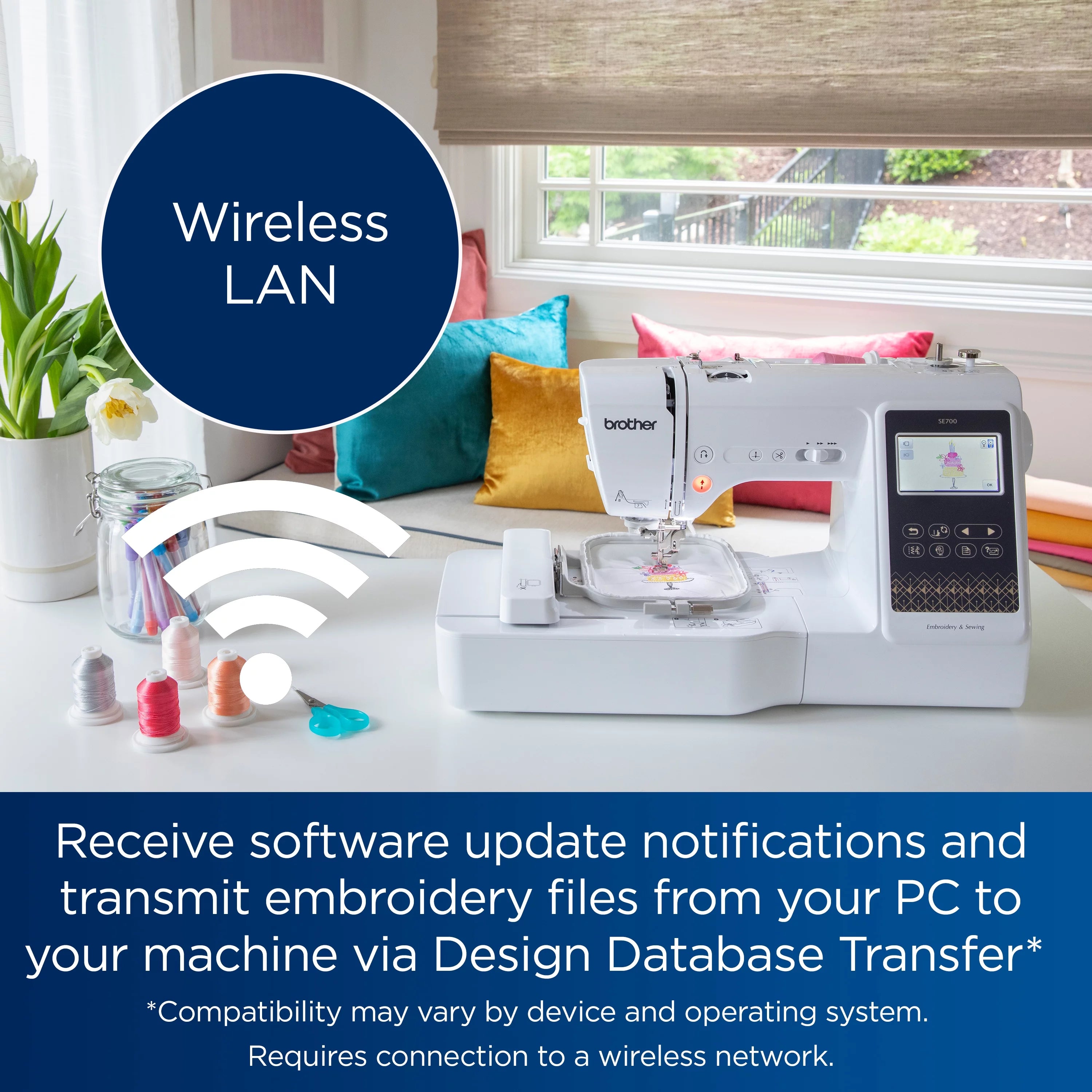 Computerized Sewing & Embroidery Machine with Built-in Designs & Wireless Connectivity O6053