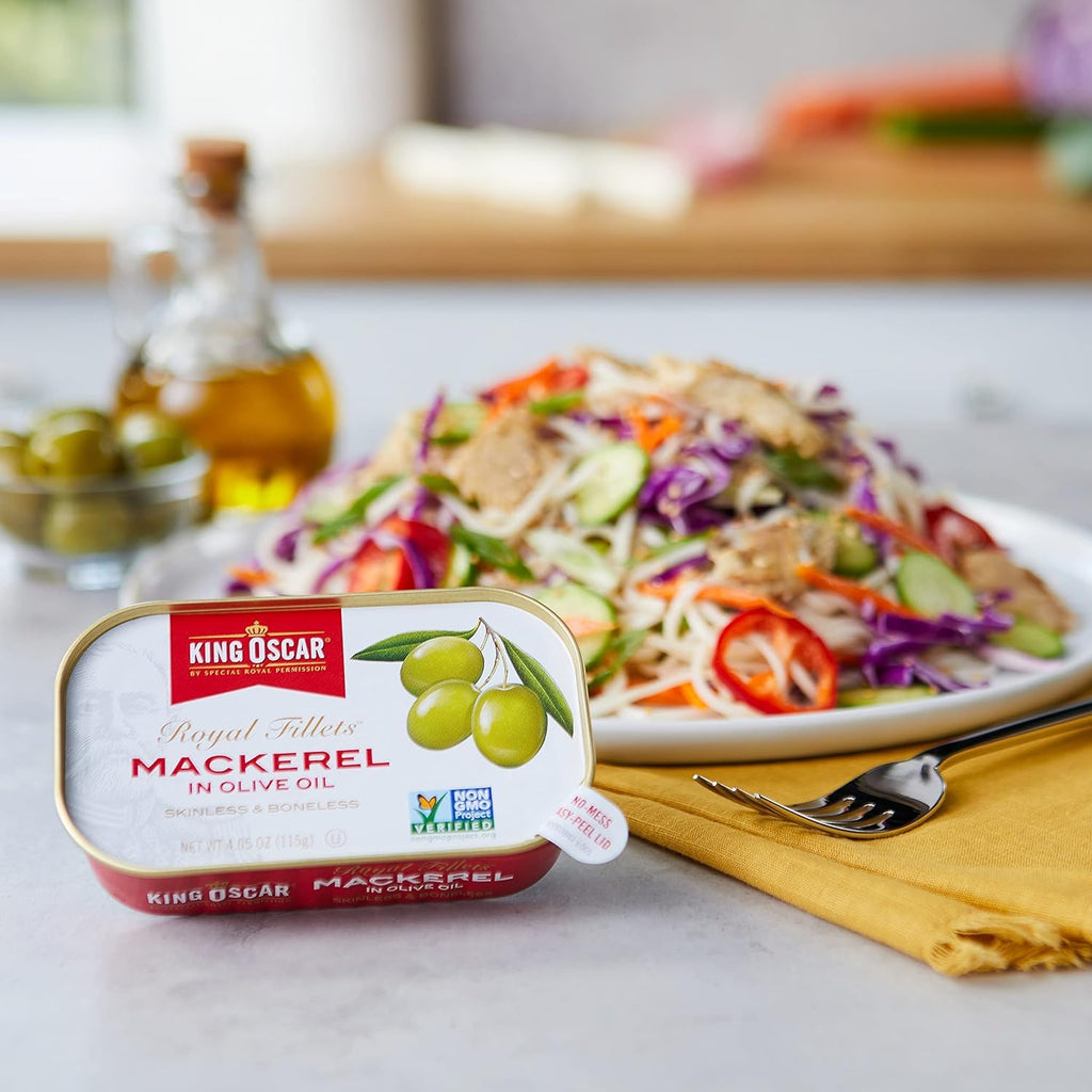 Skinless & Boneless Mackerel Fillets in Olive Oil, 4.05-Ounce Cans W876341