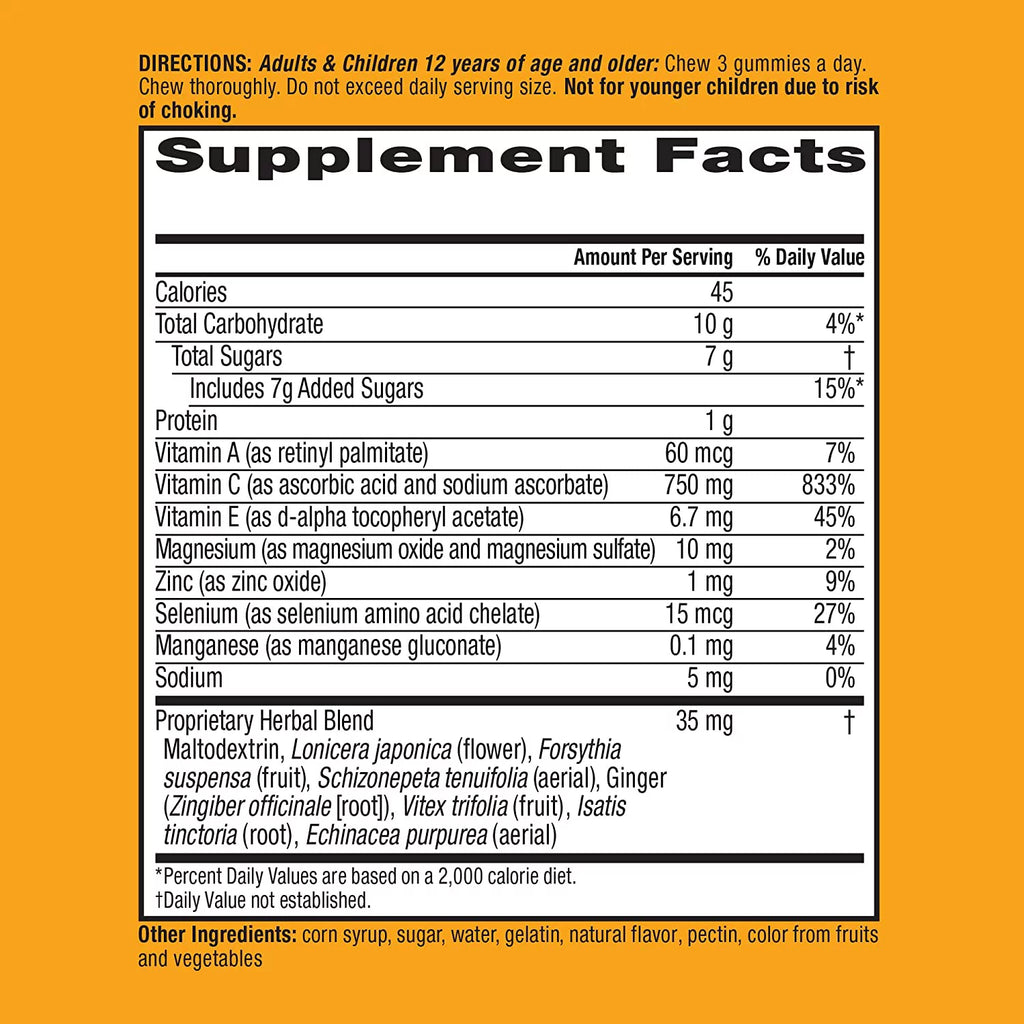 Vitamin C 750mg Orange Flavored Gummies 63 Count 2 Pack U4995
